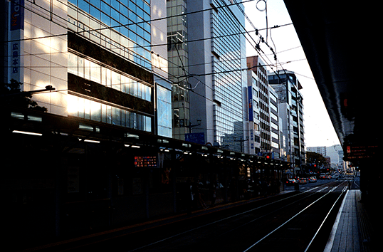 Buildings at sunset